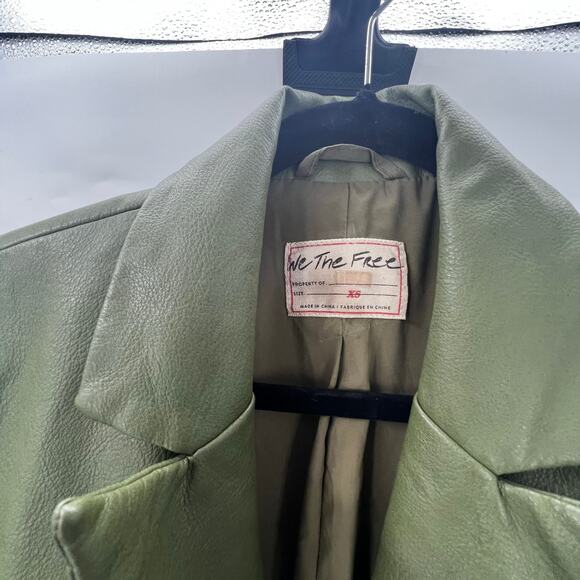 Free People Women's Trinity Faux Leather Trench Coat Long Sleeve Green Size XS - Picture 11 of 13